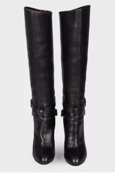 Black high boots on heels