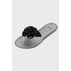 Flip-flops with black rose