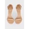 Beige thin strap slingback