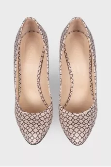 Exotic leather pumps