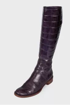 Embossed high boots
