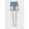 Jeans short with decorative cuts