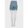 Jeans short with decorative cuts