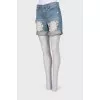 Jeans short with decorative cuts