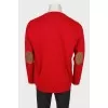 Men's red jumper  with leather patches