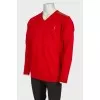 Men's red jumper  with leather patches