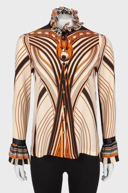 Silk blouse with abstract print
