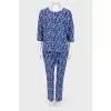 Silk blue print suit