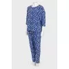 Silk blue print suit