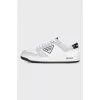White and blue sneakers with logo