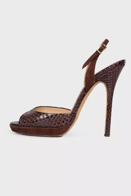 Sandals with snakeskin effect