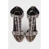 Sandals with snakeskin effect