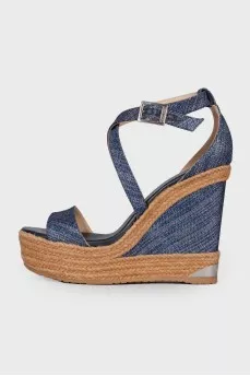 Lurex wedge sandals