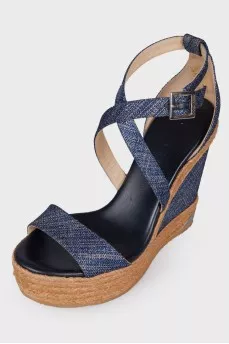Lurex wedge sandals