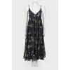 Sundress with floral print on the straps
