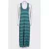 Green striped maxi dress