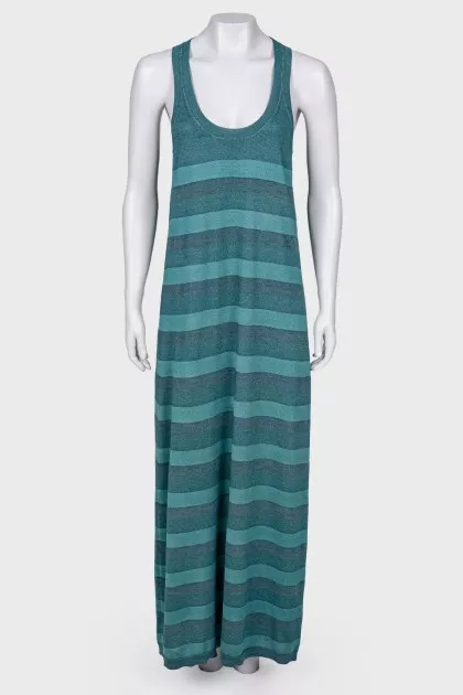 Green striped maxi dress