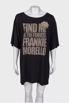 Black T-shirt with slogan print