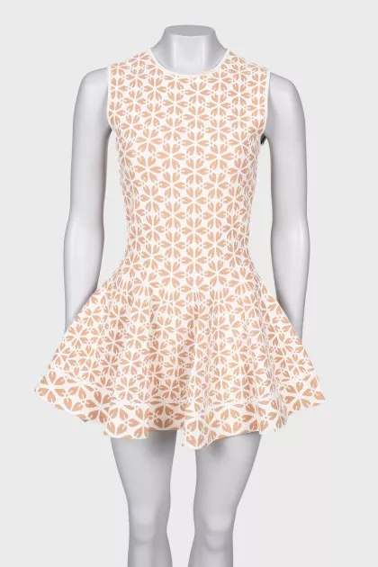 Textured print mini dress