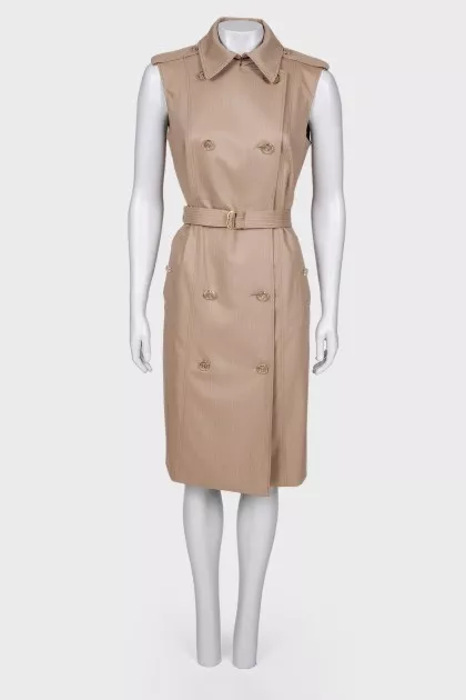 Double-breasted dress with waistband