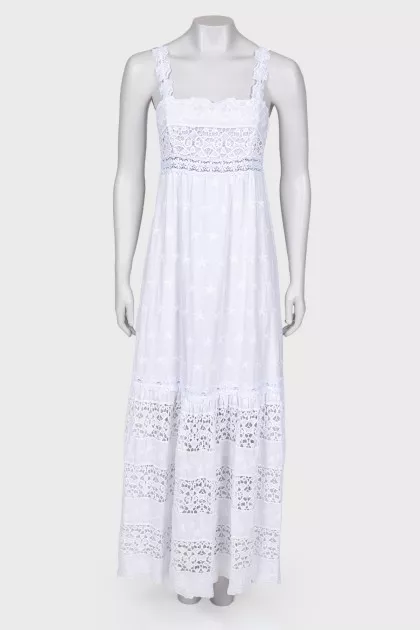 White maxi dress with lace