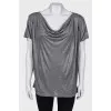 T-shirt with lurex and pleats