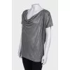 T-shirt with lurex and pleats