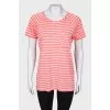 Pink white striped t-shirt