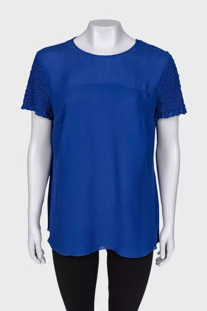 Silk T-shirt with embellished sleeves