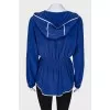 Silk blue jacket with a zipper
