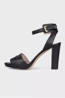 Black leather sandals