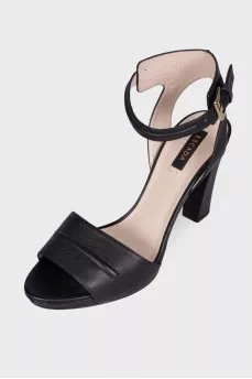 Black leather sandals