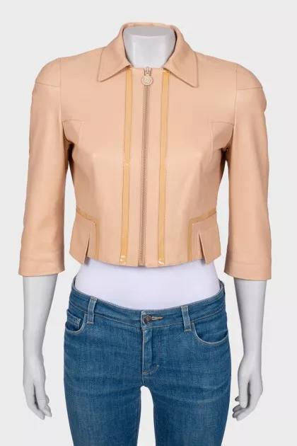 Beige leather jacket