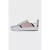 Silver sneakers with stripes