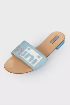 Blue slippers with glitter
