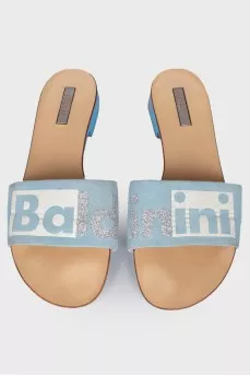Blue slippers with glitter