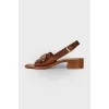 Square toe leather sandals