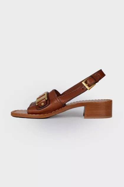 Square toe leather sandals
