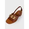 Square toe leather sandals