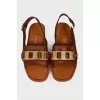 Square toe leather sandals
