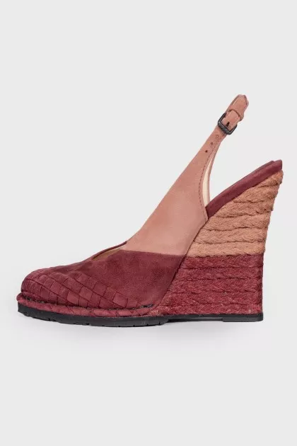 Pink wedge sandals