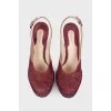 Pink wedge sandals
