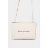 White leather bag with logo