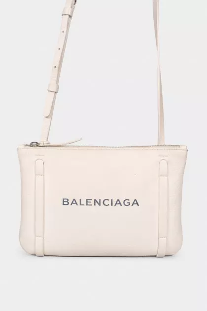 White leather bag with logo