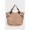 Beige textured leather bag
