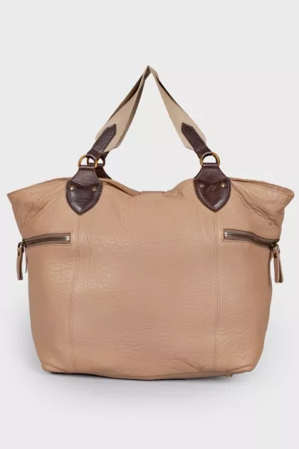 Beige textured leather bag
