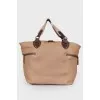 Beige textured leather bag