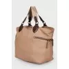 Beige textured leather bag