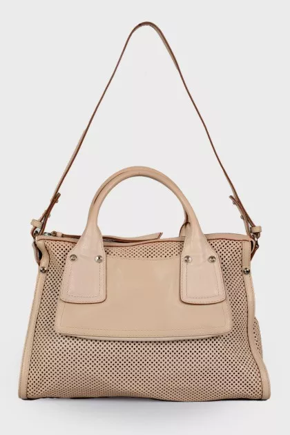 Beige perforated bag