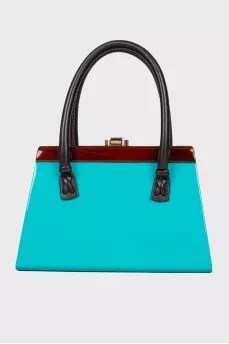 Blue trapezoid bag